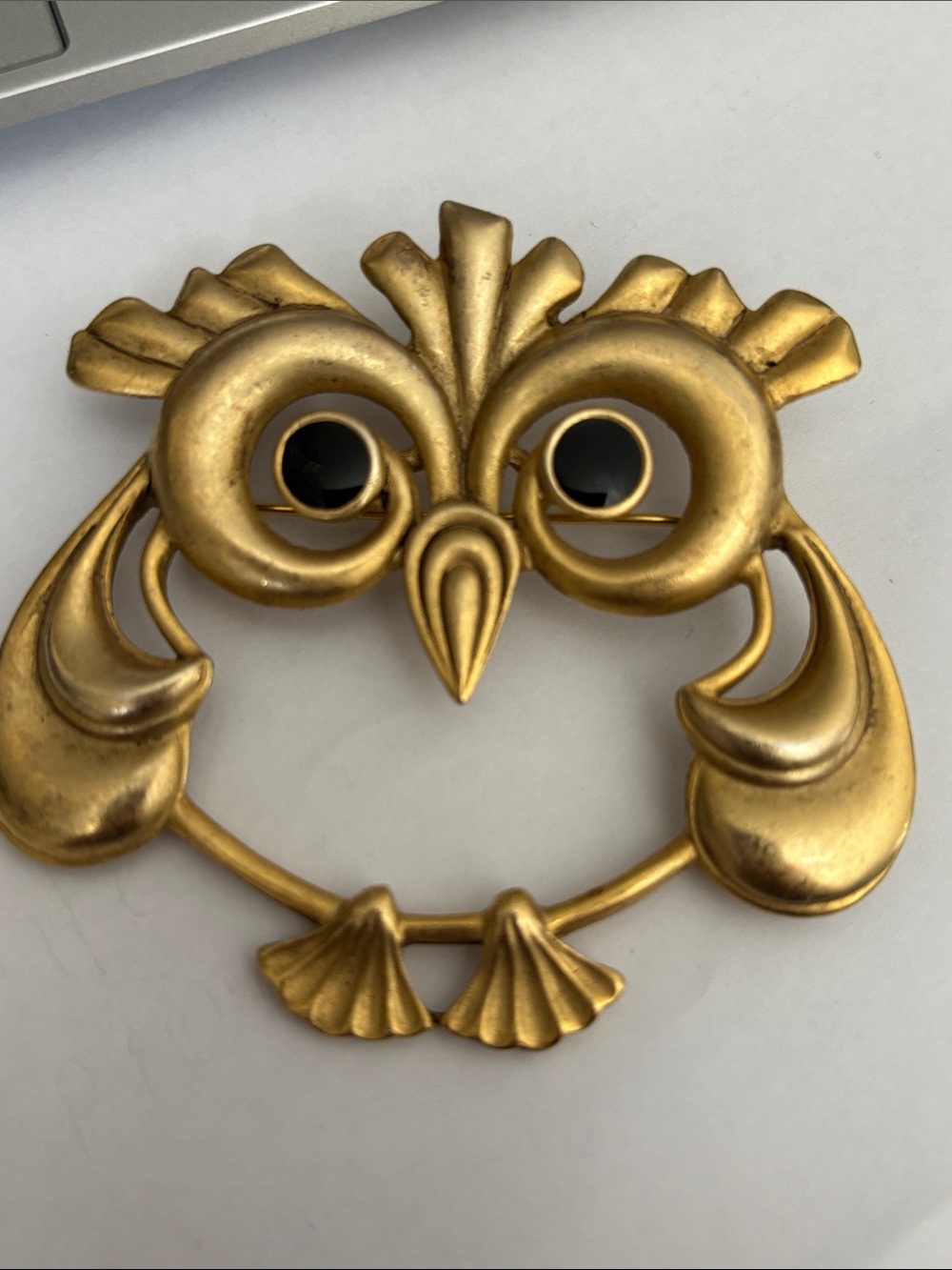 Vintage Gold Owl extra large brooch